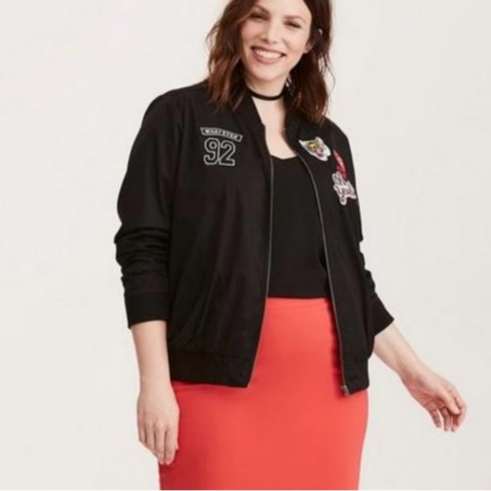 Torrid Patch Bomber Jacket Size 2 - image 2